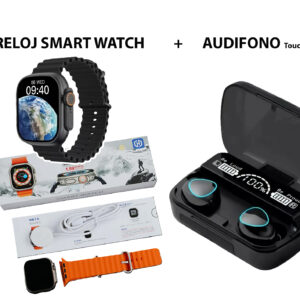 KIT RELOJ SMART WATCH + AUDIFONOS TOUCH VERSION